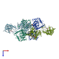 PDB entry 6kam coloured by chain, top view.