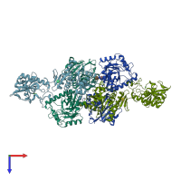 PDB entry 6kan coloured by chain, top view.