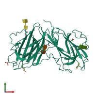 PDB entry 6kbq coloured by chain, front view.