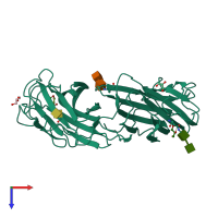 PDB entry 6kbq coloured by chain, top view.