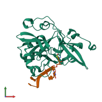 PDB entry 6kbx coloured by chain, front view.