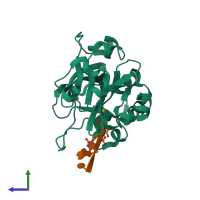PDB entry 6kbx coloured by chain, side view.