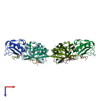 PDB entry 6kc4 coloured by chain, top view.