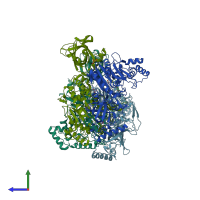 PDB entry 6kcn coloured by chain, side view.
