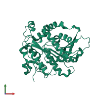 PDB entry 6kd0 coloured by chain, front view.