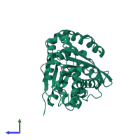 PDB entry 6kd0 coloured by chain, side view.