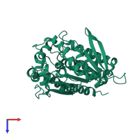 PDB entry 6kd0 coloured by chain, top view.