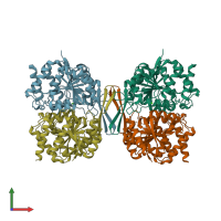 PDB entry 6kde coloured by chain, front view.
