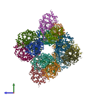 PDB entry 6kdf coloured by chain, side view.