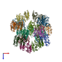 PDB entry 6kdf coloured by chain, top view.