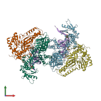 PDB entry 6kdn coloured by chain, front view.