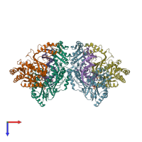 PDB entry 6kdn coloured by chain, top view.