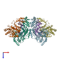 PDB entry 6kdo coloured by chain, top view.