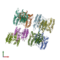 PDB entry 6kdy coloured by chain, front view.