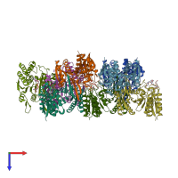 PDB entry 6kdy coloured by chain, top view.