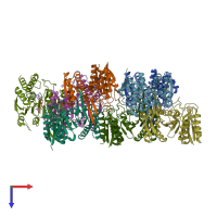 PDB entry 6ke3 coloured by chain, top view.