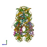 PDB 6ke9 coloured by chain and viewed from the side.