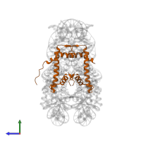 Histone H4 in PDB entry 6ke9, assembly 1, side view.