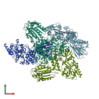 PDB entry 6kea coloured by chain, front view.