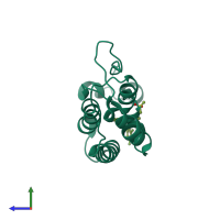 PDB 6kee coloured by chain and viewed from the side.