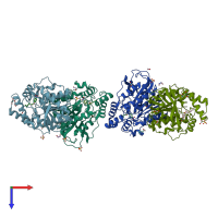 PDB entry 6keu coloured by chain, top view.