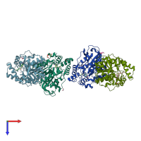 PDB entry 6kf5 coloured by chain, top view.