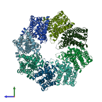 PDB entry 6kfg coloured by chain, side view.