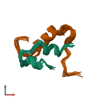 PDB entry 6kh8 coloured by chain, ensemble of 10 models, front view.