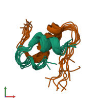 PDB entry 6kha coloured by chain, ensemble of 10 models, front view.