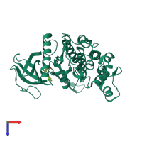 PDB entry 6khe coloured by chain, top view.