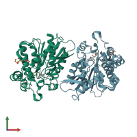 PDB entry 6khk coloured by chain, front view.