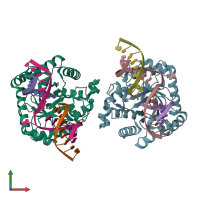 PDB entry 6ki3 coloured by chain, front view.