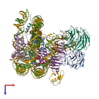 PDB entry 6kiu coloured by chain, top view.