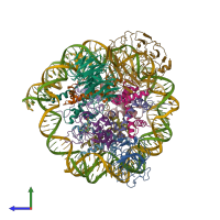 PDB entry 6kix coloured by chain, side view.