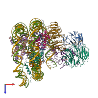 PDB entry 6kix coloured by chain, top view.