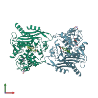 PDB entry 6kjd coloured by chain, front view.