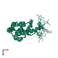 PDB entry 6kjo coloured by chain, ensemble of 10 models, top view.