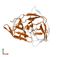 Serine protease NS3 in PDB entry 6kk3, assembly 1, front view.