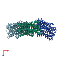PDB entry 6kkk coloured by chain, top view.