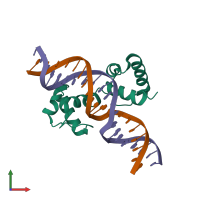 PDB entry 6kks coloured by chain, front view.