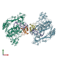 PDB entry 6klb coloured by chain, front view.