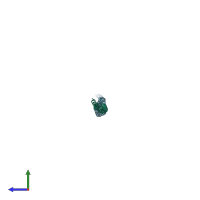 PDB entry 6klp coloured by chain, side view.