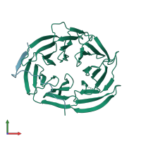 PDB entry 6klr coloured by chain, front view.