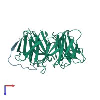 PDB entry 6klr coloured by chain, top view.