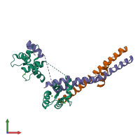 PDB entry 6klu coloured by chain, front view.