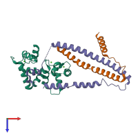 PDB entry 6klu coloured by chain, top view.