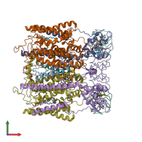 PDB entry 6klv coloured by chain, front view.
