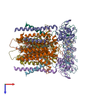 PDB entry 6klv coloured by chain, top view.