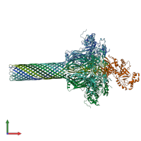 PDB entry 6klw coloured by chain, front view.