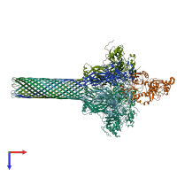 PDB entry 6klw coloured by chain, top view.